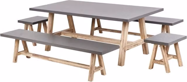 Set da pranzo da giardino Beliani in fibra di cemento e legno d'acacia, 8 posti, stile industriale, Grigio