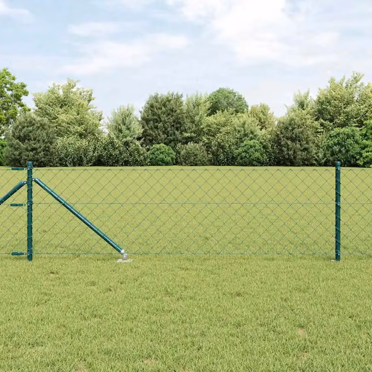Recinzione a maglie vidaXL in acciaio rivestito in PVC verde con punte, L: 25 m, H: 0,8 m