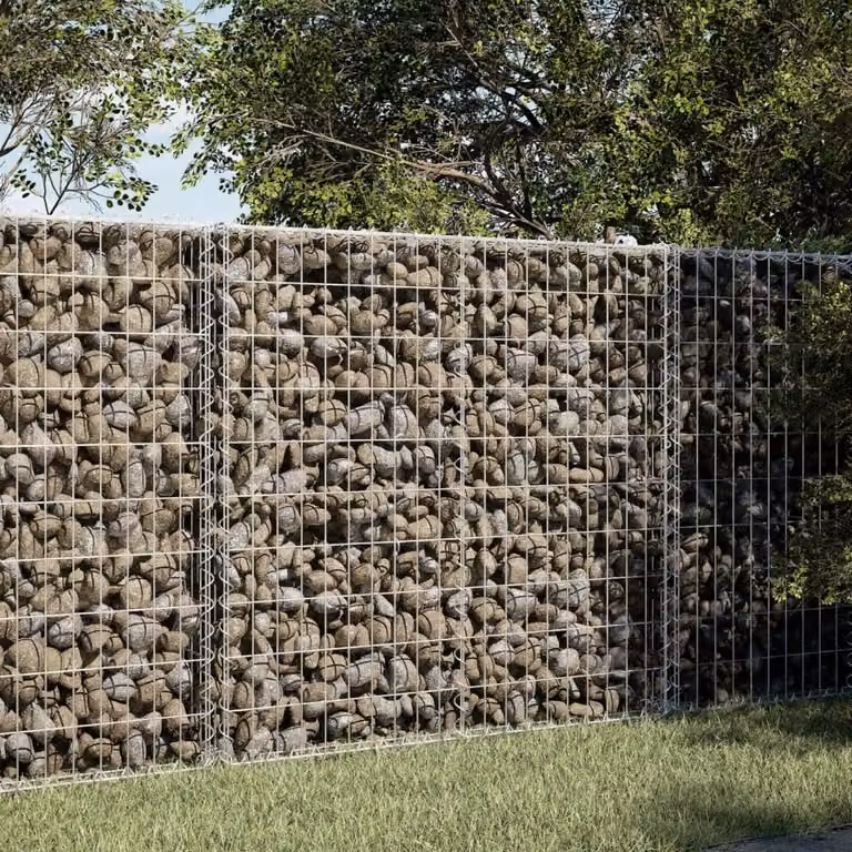 vidaXL Cesto Gabbione con Copertura in Ferro Zincato Grigio L/P/H: 100 x 50 x 100 cm