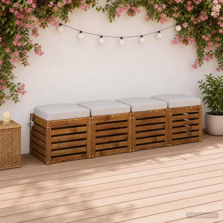 Set di 4 cuscini per sedile vidaXL SOEST in poliestere, colore bianco