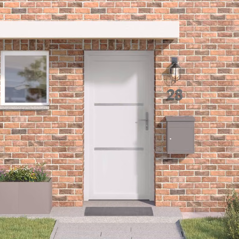 Porta frontale moderna vidaXL in PVC bianco con inserto in vetro L: 98 cm, H: 200 cm