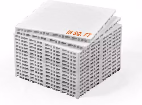 VEVOR Set di 15 Tappetini da Hockey su Prato ad Incastro, Piastrelle Sportive Versatili per Palestra o Pista da Ballo, Grigio e Bianco, L/P/H: 31,5 x 31,5 x 1,6 cm