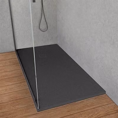 Piatto doccia rettangolare in resina minerale Loren colore antracite ultra slim a filo pavimento L: 160 cm, P: 80 cm