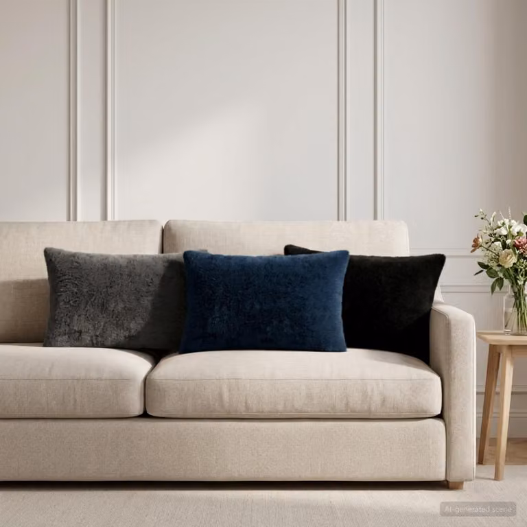 Set di 2 federe vidaXL HEERLEN in ecopelliccia blu navy, L 50 cm x P 80 cm
