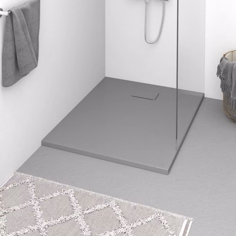 Piatto doccia rettangolare vidaXL in mineral cast grigio con superficie antiscivolo L: 100 cm, P: 80 cm