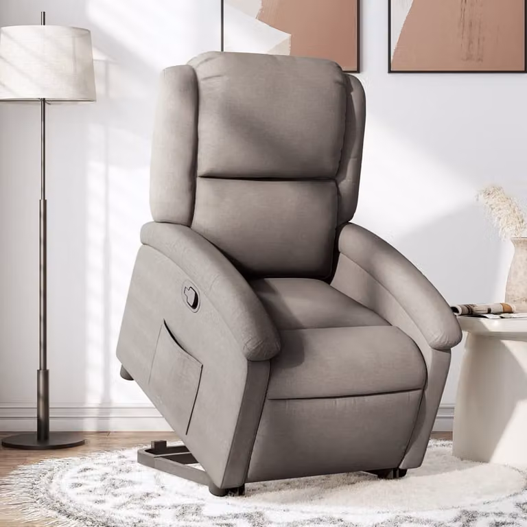 vidaXL Poltrona Alzapersona Reclinabile con Assistenza Elettrica in Tessuto Beige/Grigio
