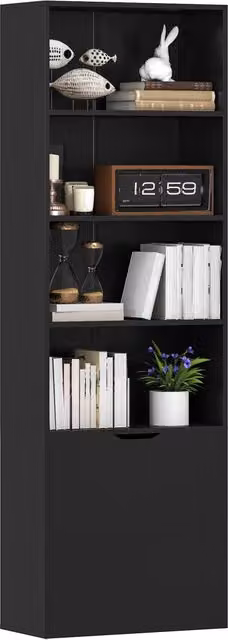Libreria Xylo con ante e ripiani in legno nero L: 59 cm, P: 29 cm, H: 180 cm