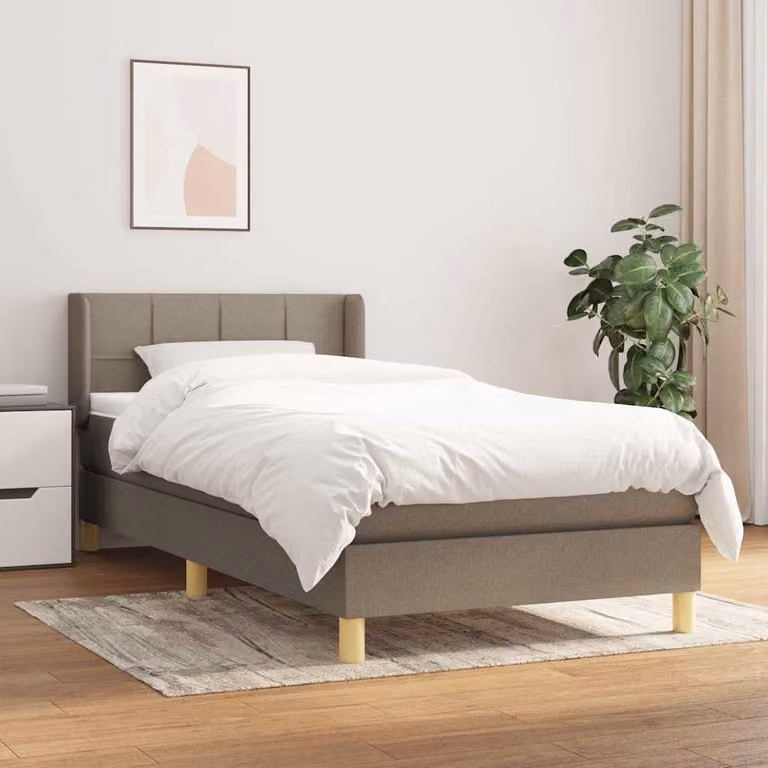vidaXL Giroletto a Molle con Materasso in Tessuto Tortora L/P/H: 90 x 200 x 88 cm