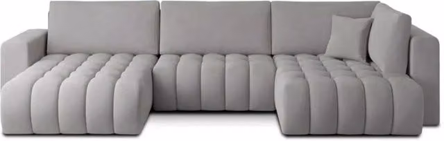 Divano ad angolo BONITA MEUBLORAMA convertibile 6 posti grigio con effetto velluto, lato sinistro, L 350 cm x P 175 cm