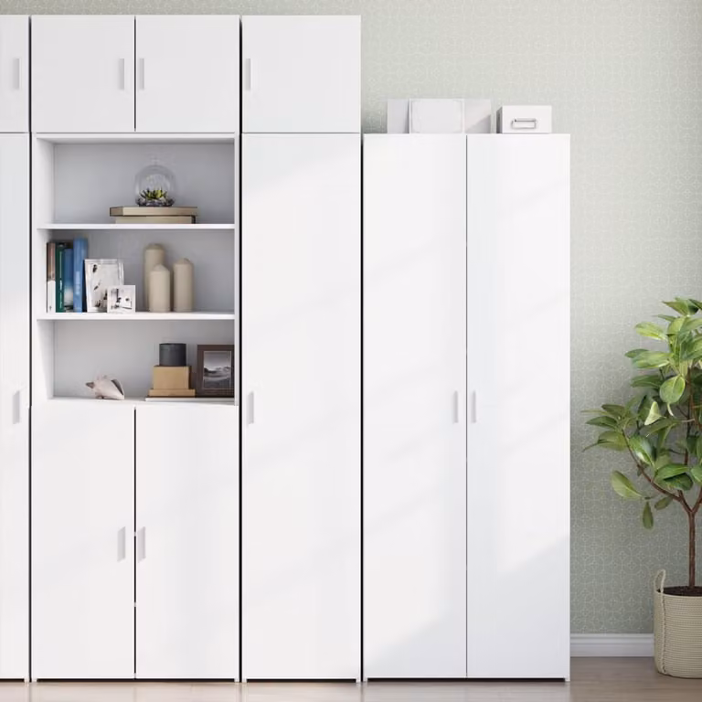 Mobile sottile vidaXL bianco con ante a battente e ripiani interni, L/P/H: 40 x 42,5 x 225 cm