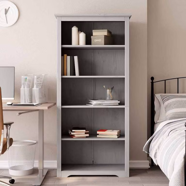 Libreria vidaXL BODO con 5 Ripiani in Legno Massello di Pino, Grigia, L 82 cm x P 40 cm x H 173 cm