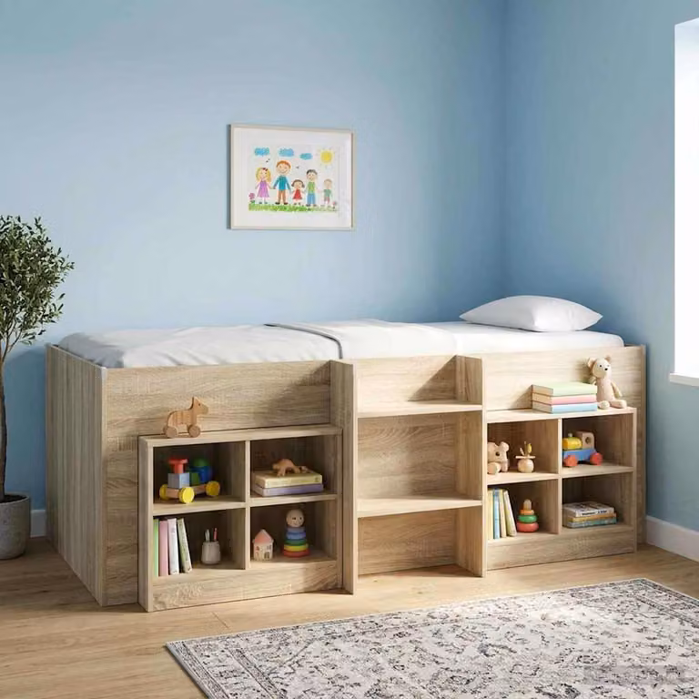 Letto alto singolo per bambini vidaXL in legno color marrone L 80 x P 200 cm
