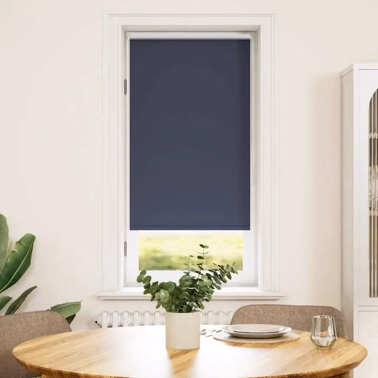 vidaXL Tenda a rullo oscurante termoisolante in poliestere, Blu marino, L: 44,4 cm x H: 100 cm (Larghezza tessuto: 40 cm)