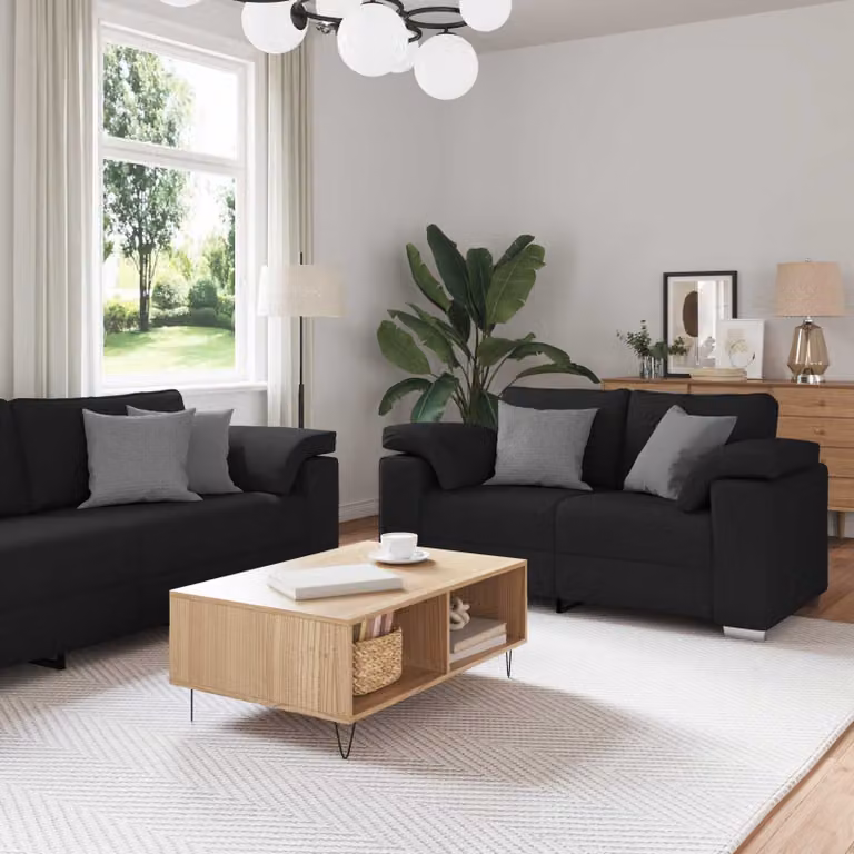 Set di divano moderno vidaXL composto da 3 pezzi in tessuto nero per il tuo soggiorno