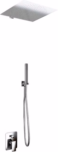 Kit Doccia 2 Vie Giorgy in Acciaio Inox Cromato con Soffione Rain Slim e Doccino, L 40 cm