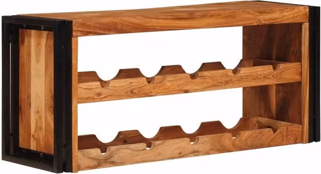 Portabottiglie in stile industriale vidaXL in legno di acacia e metallo marrone L/P/H: 100 x 45 x 33 cm