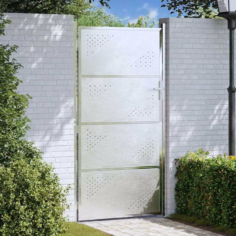 Cancello da giardino vidaXL in acciaio inossidabile argento L: 96 cm, H: 180 cm