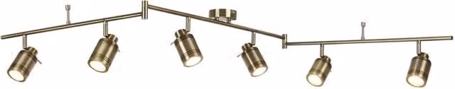 Plafoniera da soffitto Searchlight moderna in ottone e vetro trasparente con 6 luci GU10 color oro/ottone