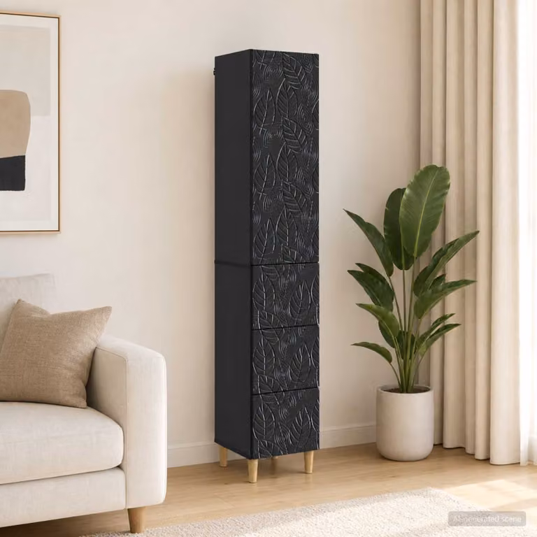 Set di 2 armadi moderni vidaXL in MDF nero lucido con ante e cassetti, L/P/H: 33 x 34,5 x 90 cm
