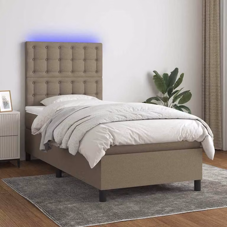 Letto Ibrido con Materasso e Illuminazione LED vidaXL in Tessuto, L/P: 90 x 200 cm