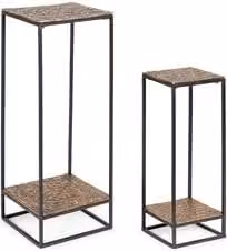Set di tavolini bassi MYSORE Bizzotto con top incastrabili in stile moderno, colore oro e struttura in metallo
