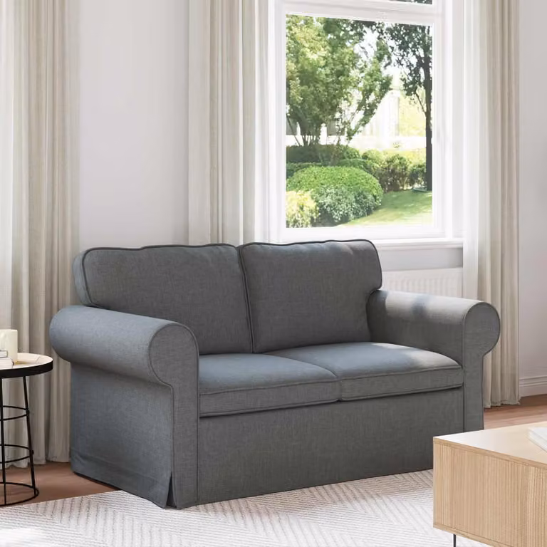 Divano moderno vidaXL in tessuto grigio scuro con struttura in metallo L: 155 cm, P: 82 cm, H: 80 cm
