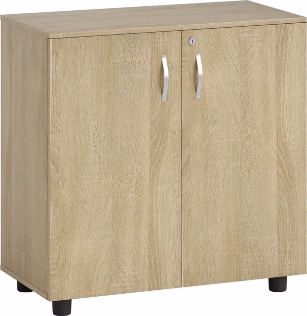 Mobile Ufficio Portadocumenti Multiuso Aosom con Serratura, 2 Ante e Mensola Interna, L/P/H: 80 x 40 x 80 cm, Rovere
