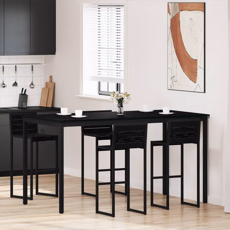 vidaXL Tavolo Bar Moderno Rettangolare in Legno Ingegnerizzato e Metallo Nero Opaco