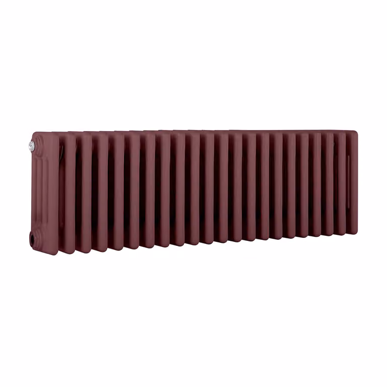 Radiatore orizzontale a colonne Regent in acciaio, 4 colonne, colore Rosso, L: 101 cm, H: 30 cm