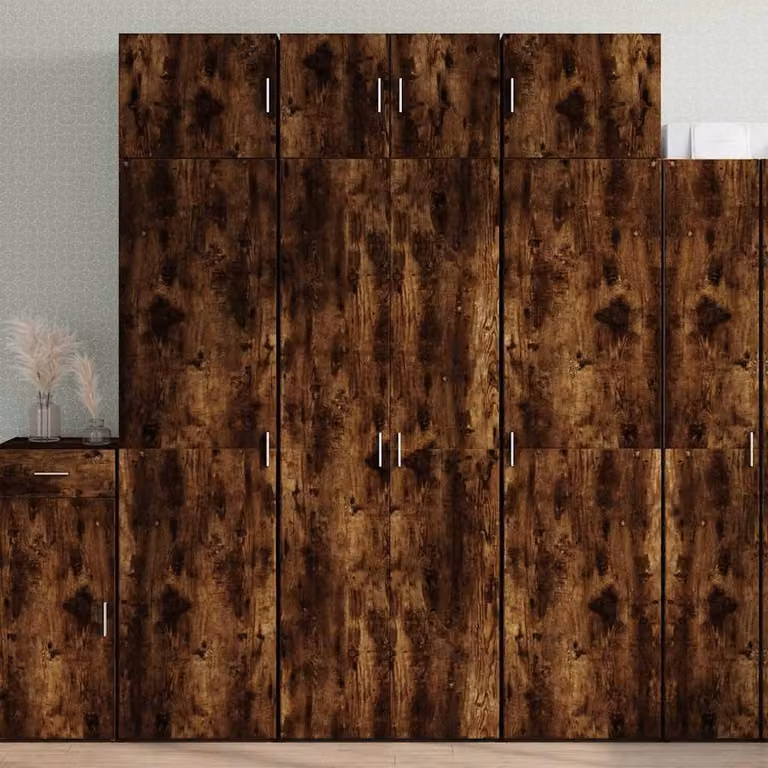 Armadietto a muro vidaXL in legno rovere color marrone con ante a battente, L: 70 cm, P: 42,5 cm, H: 225 cm