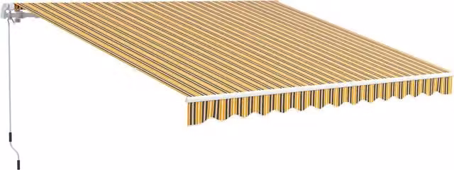 Tenda da sole avvolgibile con bracci a scomparsa Outsunny, apertura a manovella, Giallo, L: 350 cm, H: 250 cm