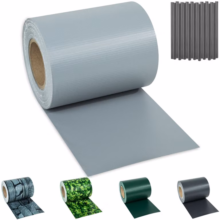 Frangivista in PVC semi-trasparente grigio con clip per il fissaggio TecTake GmbH, Lunghezza: 70 m