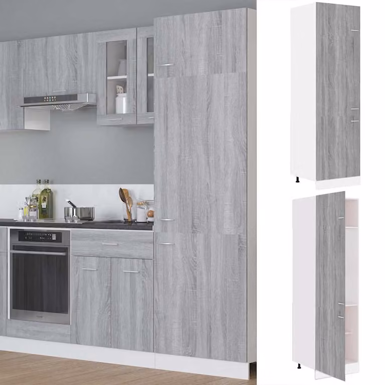 Armadio per Frigo vidaXL Moderno Grigio con Ante a Battente L: 60 cm, P: 57 cm, H: 207 cm