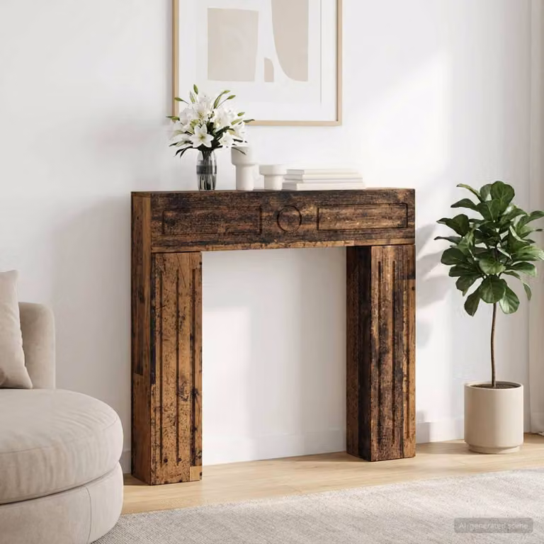 Cornice per camino vidaXL in legno color marrone, L: 102 cm, P: 18 cm, H: 100,5 cm