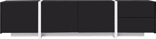 Mobile basso per supporto TV moderno GL Store con illuminazione LED integrata, Nero e Bianco, L 170 cm x P 30 cm x H 39 cm