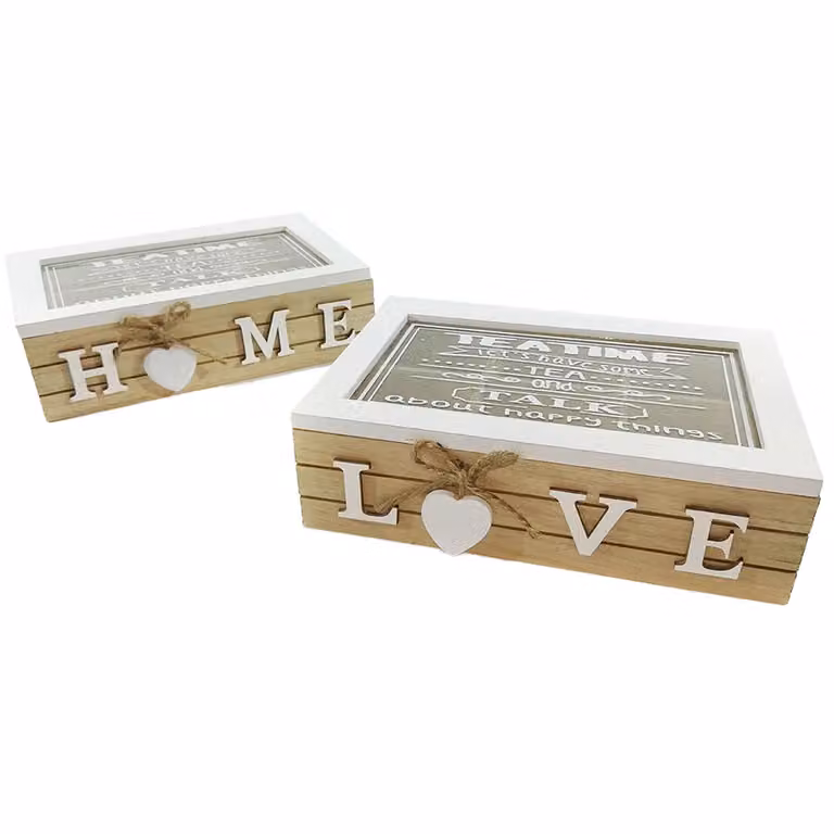 GUSTO CASA Portatisane con 6 scomparti in legno e vetro, colore bianco, H 7 cm x L 24 cm x P 16 cm