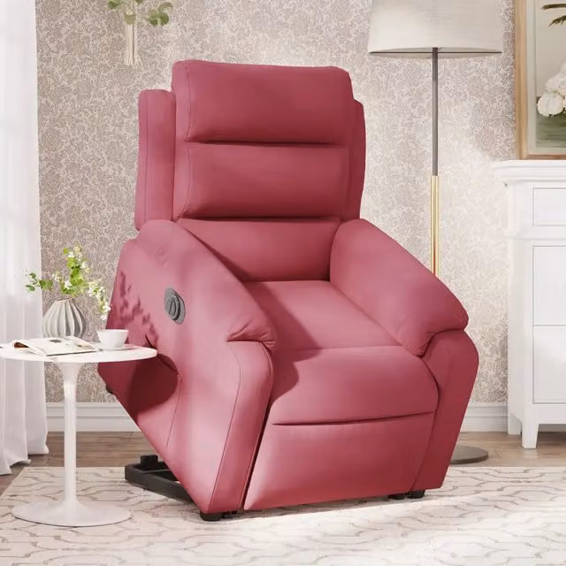 vidaXL Poltrona Alzapersona Reclinabile Elettrica in Velluto Rosso