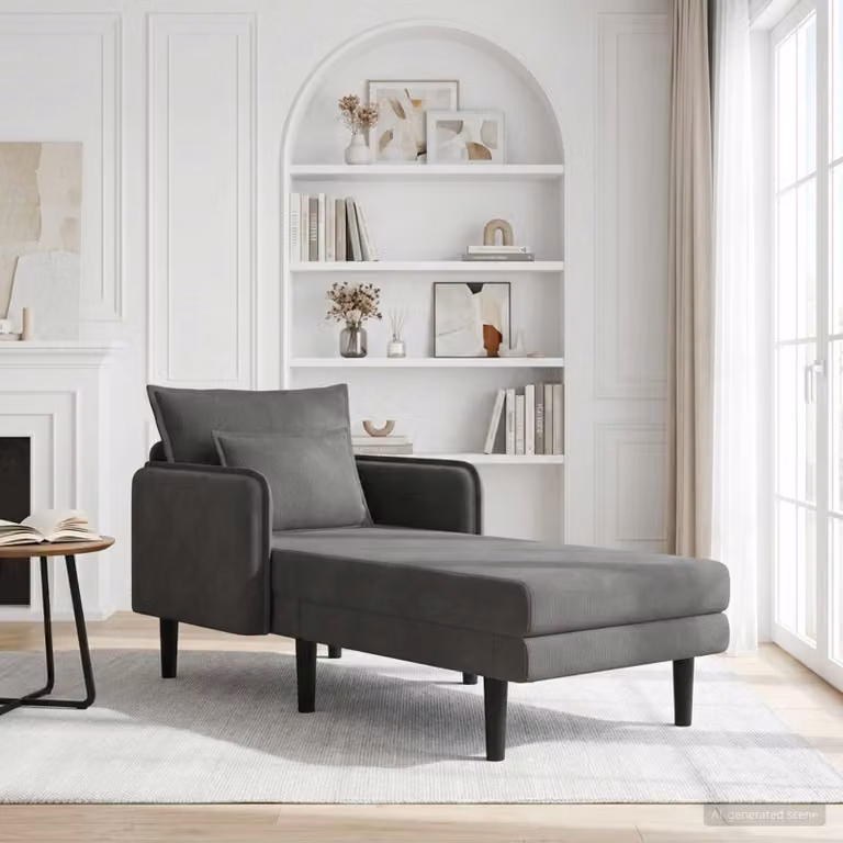 vidaXL Chaise longue oversize moderna in velluto a coste grigio con cuscini inclusi L: 173 cm, P: 84 cm, H: 86 cm