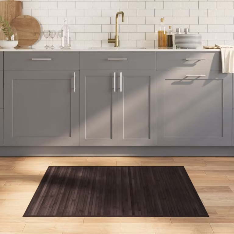 vidaXL Tappeto Rettangolare Moderno in Bambù e Polipropilene Marrone, L 80 cm x P 100 cm