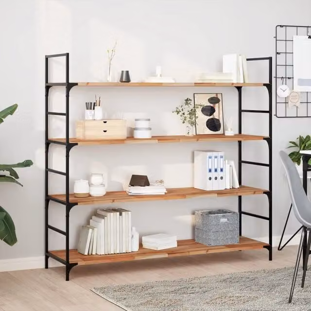 Set di 4 mensole da parete VIDAXL in legno di acacia marrone rifinito a olio L 120 x P 40 x H 2 cm