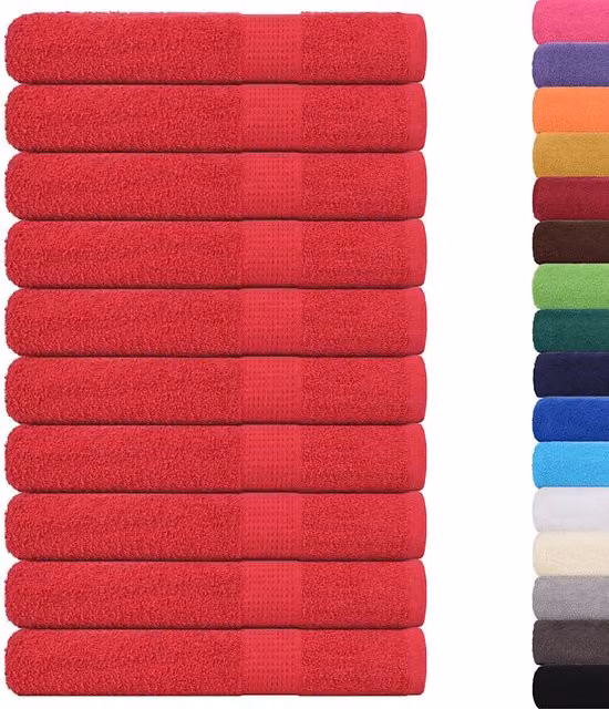 Set di 10 asciugamani da bagno FROGN in cotone rosso, L 100 x P 200 cm, 360 g/m2