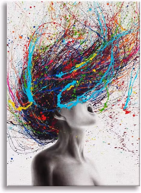 Quadro Canvas Contemporaneo Astratto Multicolore Signorbit L: 100 cm, H: 140 cm