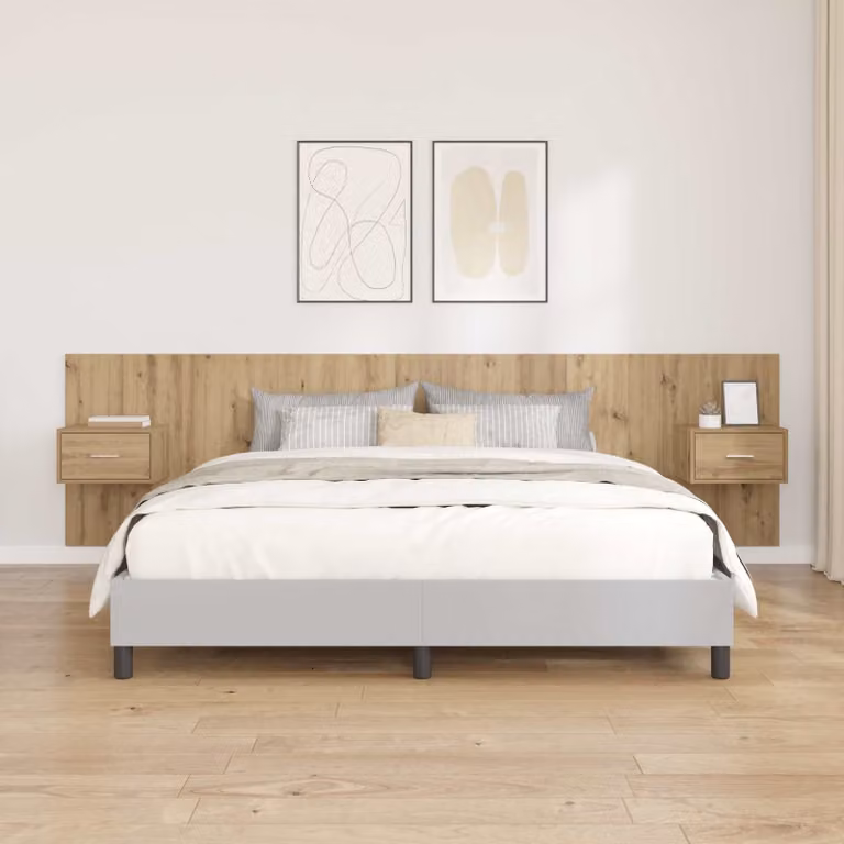 Set di 3 pezzi Testata con Comodini Integrati vidaXL in Legno Rovere Marrone Moderno