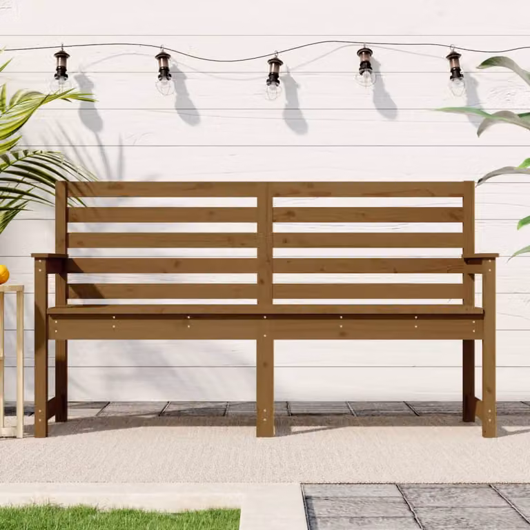 Panca da giardino vidaXL in legno di pino marrone con braccioli L: 159,5 cm, P: 48 cm, H: 91,5 cm