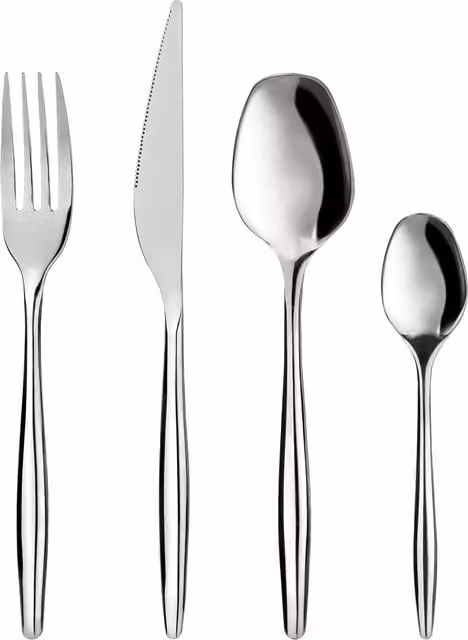 Set di posate Gamma KASANOVA da 24 pezzi in acciaio inox lucido color argento per adulti