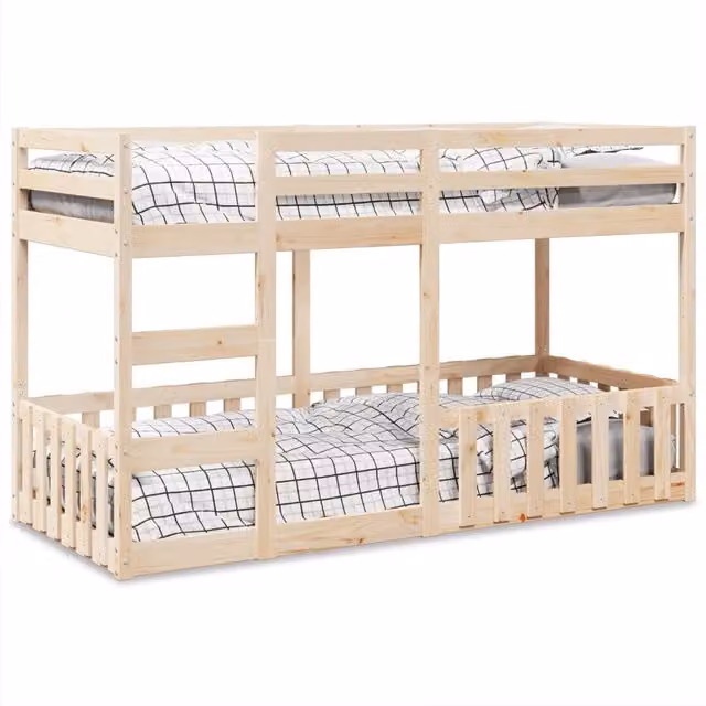 vidaXL Letto a Castello per Bambini in Legno Massello di Pino, Stile Rustico, 90x200 cm