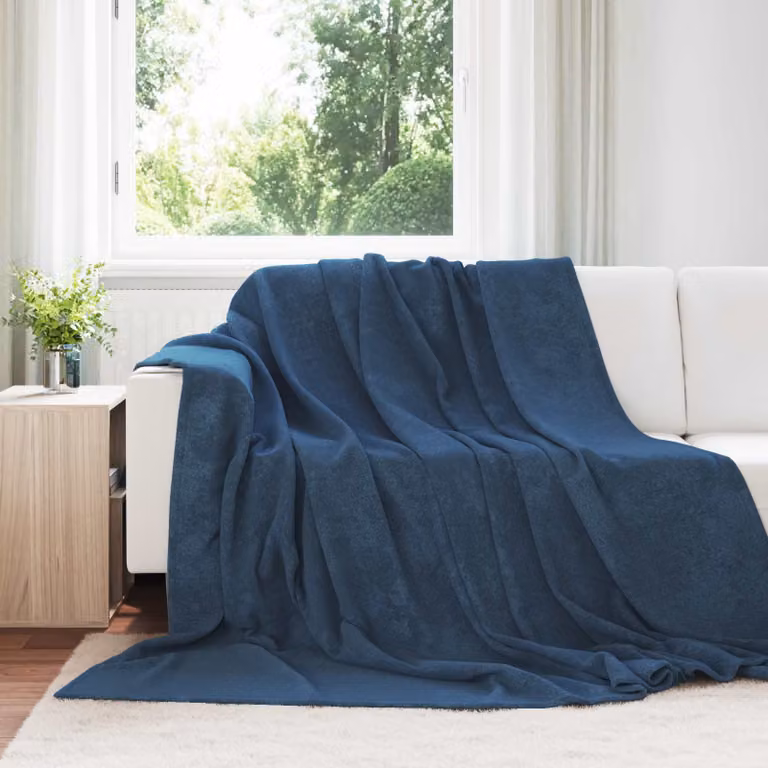 Set di 6 coperte in pile vidaXL blu, L 220 cm x P 240 cm