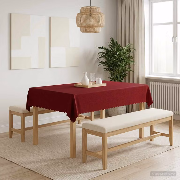 Set di 5 tovaglie rettangolari vidaXL in jacquard rosso vino, idrorepellenti e lavabili in lavatrice, L: 140 cm x P: 160 cm