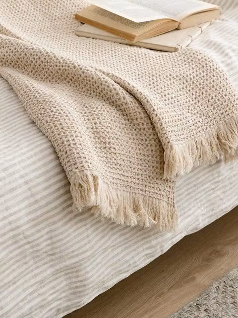 Plaid Obi beige in cotone Kenay Home