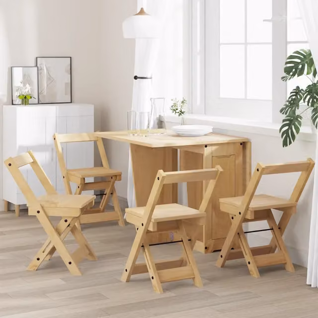 Set di 4 sedie pieghevoli Corona vidaXL in legno massello di pino, colore marrone cera